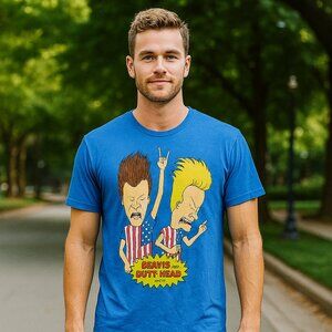 Beavis and Butt-Head T‎ Shirt Men M Mike Judge In Couch Watching MTV Network Y2K